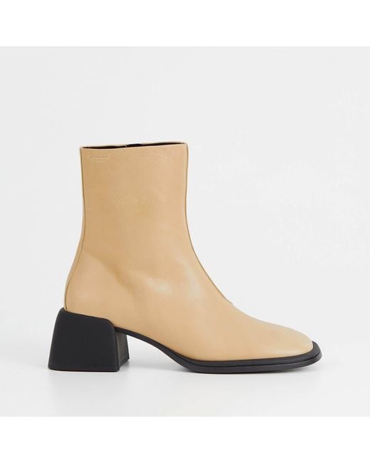 Vagabond Natural Ansie Flared Heel Leather Ankle Boots