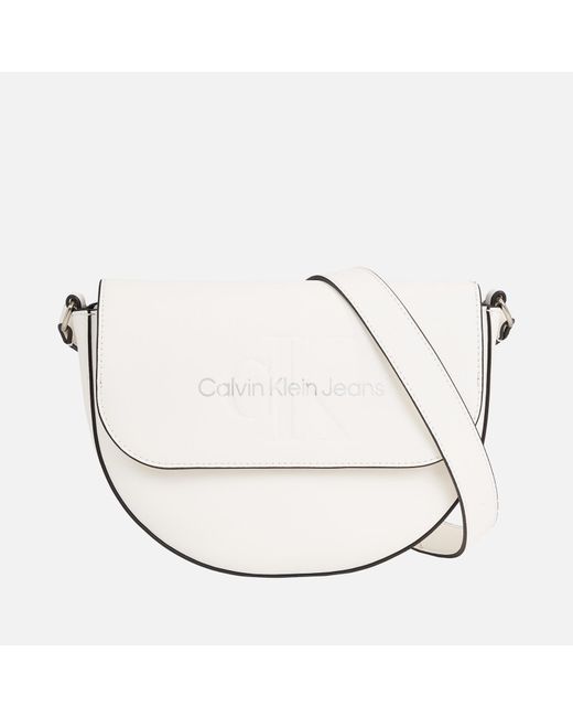 Calvin Klein Natural Sculpted Faux Leather Saddle Bag