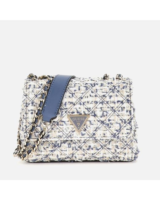 ショルダーバッグ・ポシェット Guess GULLY tweed chain mini flap bag HO1A3A39 Guess Giully Tweed Crossbody Bag in Blue | Lyst