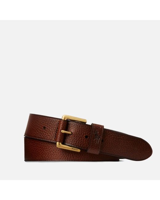 Ralph Lauren Brown Polo Pebbled Leather Belt for men