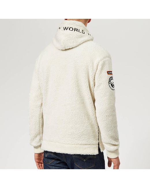 Superdry Mountain Sherpa Half Zip Overhead Hoodie in White for Men | Lyst  Canada