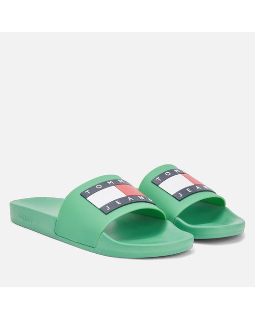 Tommy Hilfiger Green Pool Rubber Slide Sandals for men