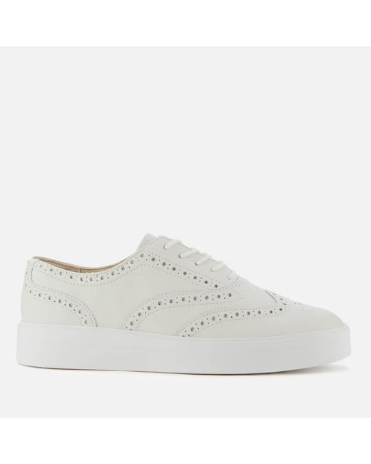 Clarks White Hero Leather Brogue Trainers