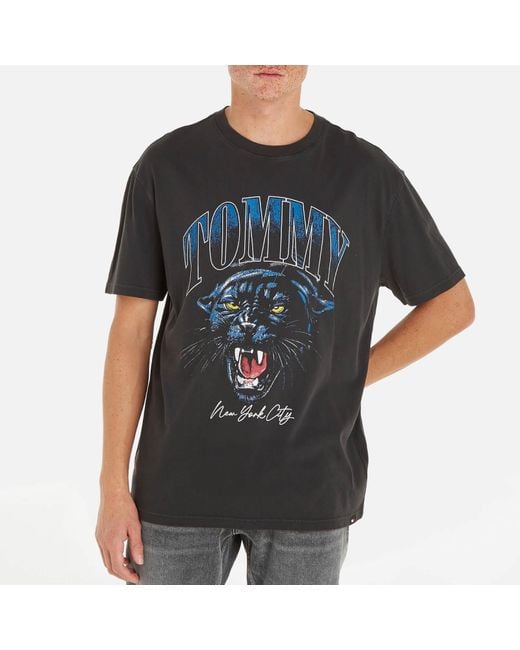 Tommy Hilfiger Black Vintage College Tiger Cotton-jersey T-shirt for men