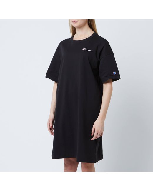 Champion Oversized T-shirt Dress With Chest Logo in Black | Lyst Canada