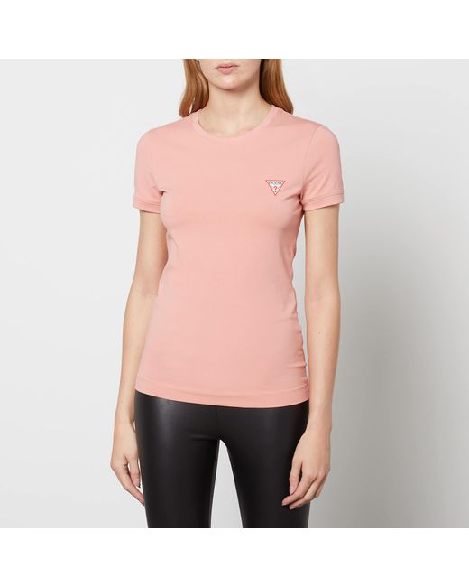 Guess Cotton Ss Cn Mini Triangle T-shirt in Pink | Lyst