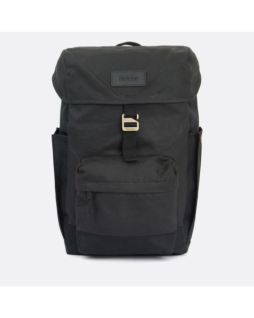 Barbour Black Essential Waxed Canvas Backpack for men