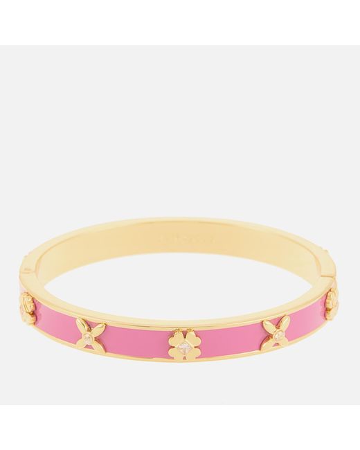 Kate Spade Pink Heritage Bloom Gold Plated And Resin Bangle