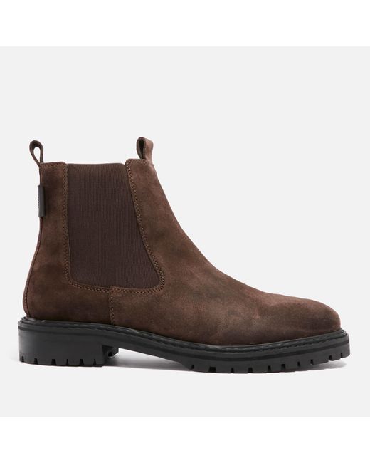 Walk London Brown Marino Suede Chelsea Boots for men