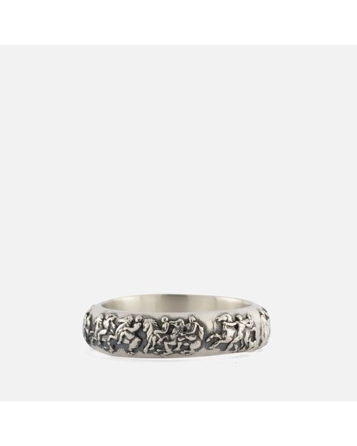 Serge Denimes White Sterling Silver Frieze Ring for men