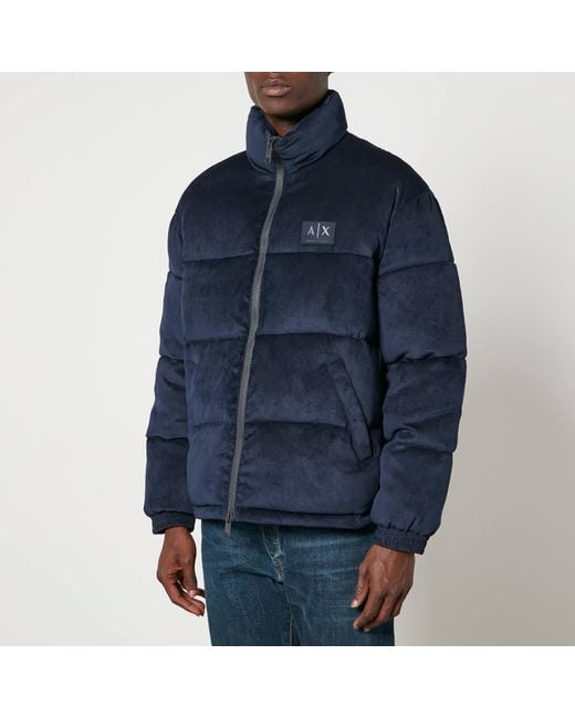 Armani Exchange Blue Corduroy Padded Jacket for men