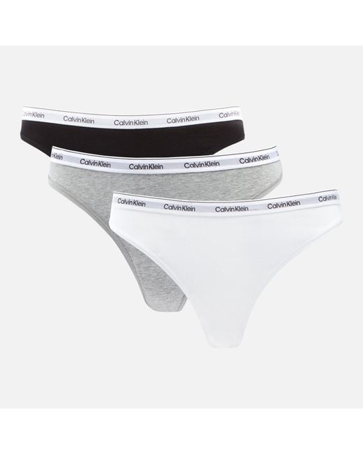 Calvin Klein White Modern Three-pack Logo Stretch-jersey Thongs