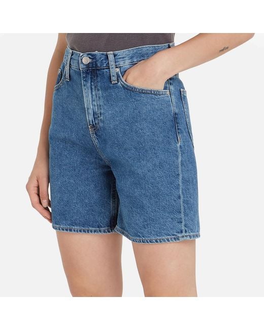 Calvin Klein Blue Denim Mom Shorts