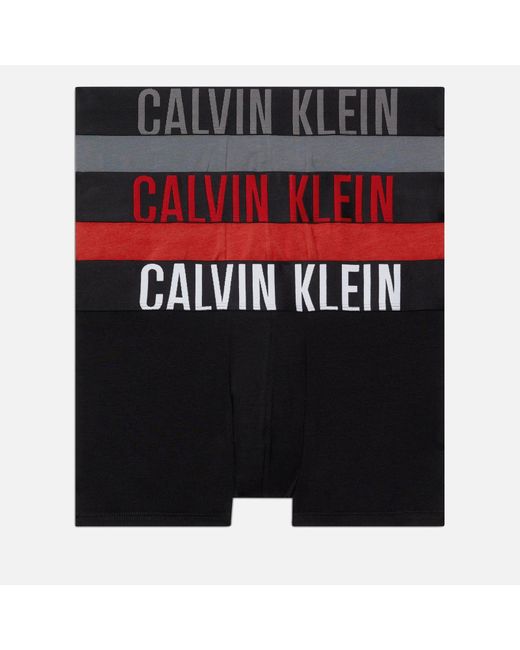 Calvin Klein Black Intense Power Stretch Cotton-blend 3-pack Trunks for men