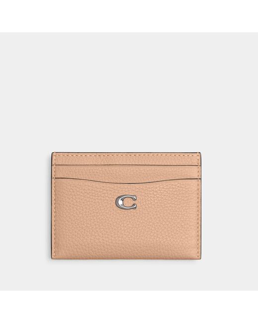 COACH Natural Polished Pebble Essential Leather Card Case