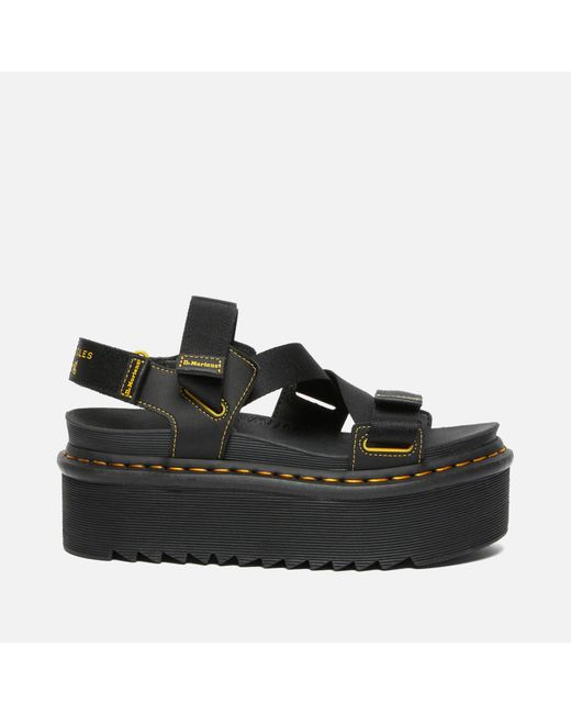 Dr. Martens Leather Kimber Quad Sandals in Black | Lyst