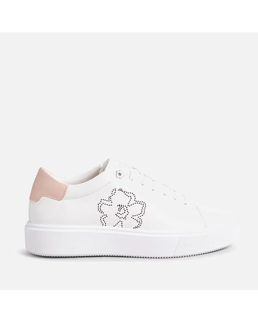 Ted Baker White Loulay Leather Flatform Trainers