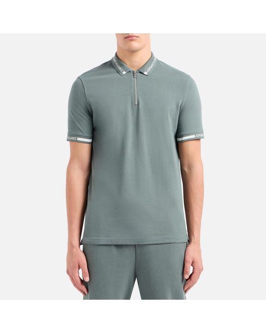Armani Exchange Gray Zip Neck Cotton Polo Shirt for men