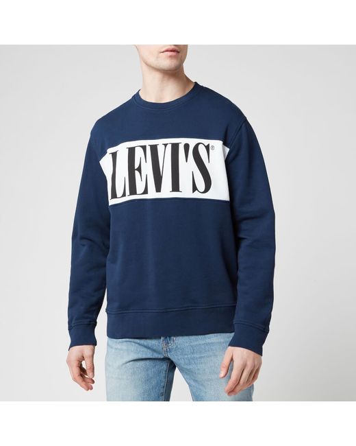 Levi's Blue Logo Colorblock Crewneck Sweatshirt for men