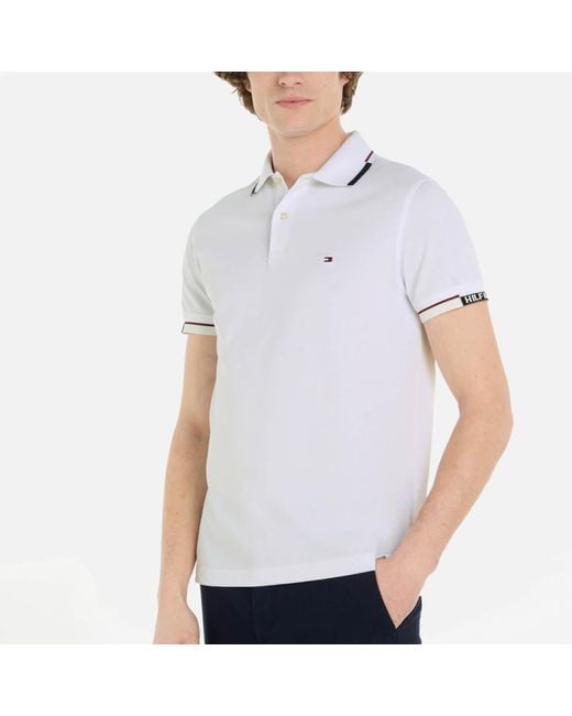Tommy Hilfiger White Slim Fit Organic Cotton-blend Polo Shirt for men