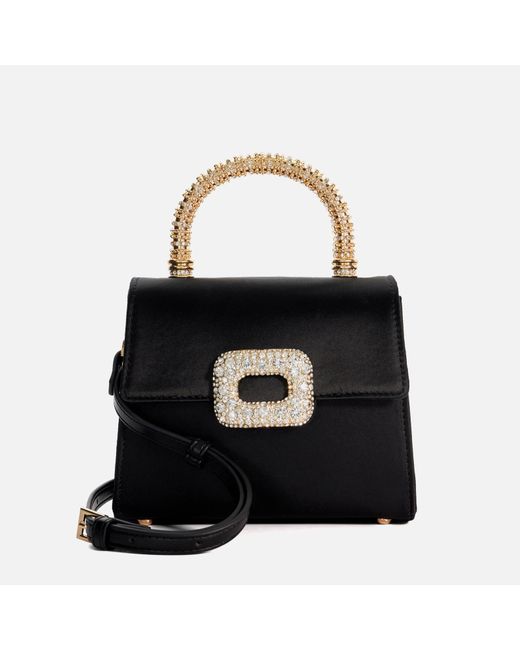 Dune Black Bolenna Brooch Detail Satin Bag