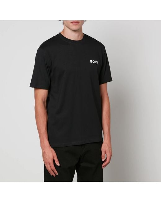 BOSS Orange Teeback Cotton-jersey T-shirt in Black for Men | Lyst