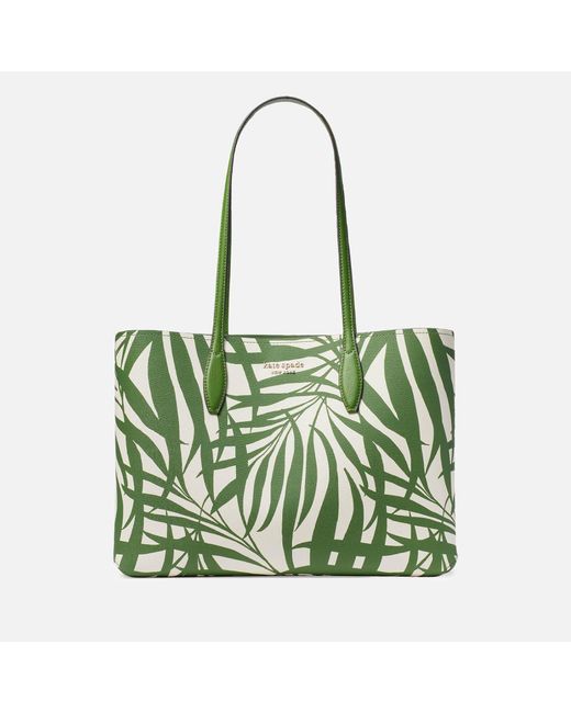 Kate Spade Green All Day Palm Fronds Printed Large Tote Bag