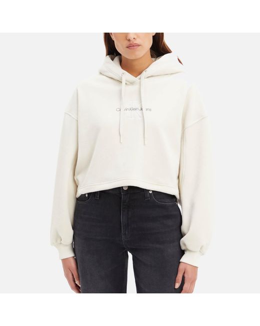 Calvin Klein Polar Logo Fleece Hoodie in White | Lyst