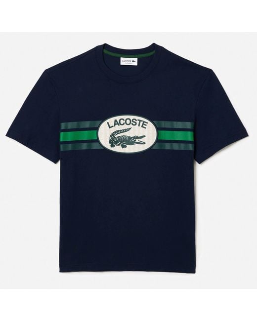 Lacoste Blue Monogram Cotton-jersey T-shirt for men