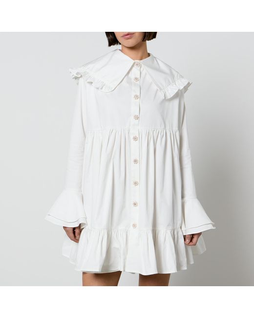 Sister Jane White Curious Collar Cotton-poplin Mini Dress