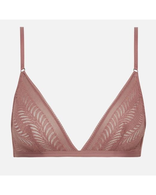 Calvin Klein Pink Sculpt Jersey And Lace Unlined Triangle Bra