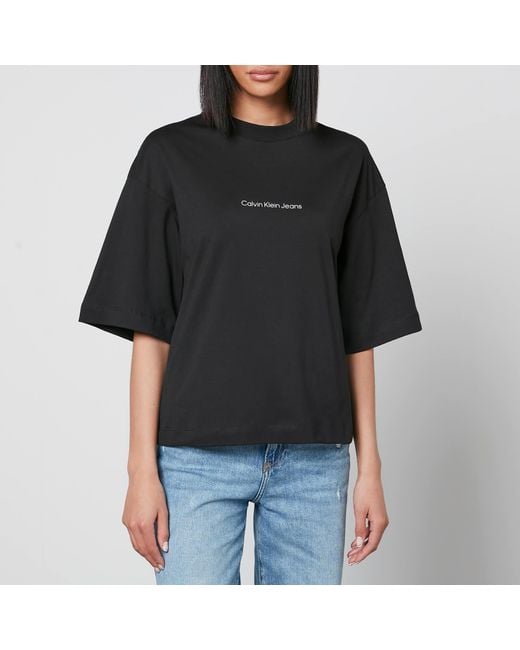 Calvin Klein Black Blown Up Cotton-jersey Oversized T-shirt