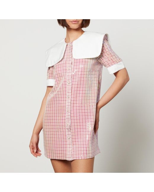 Sister Jane Pink Toffee Sequin Checked Mini Dress