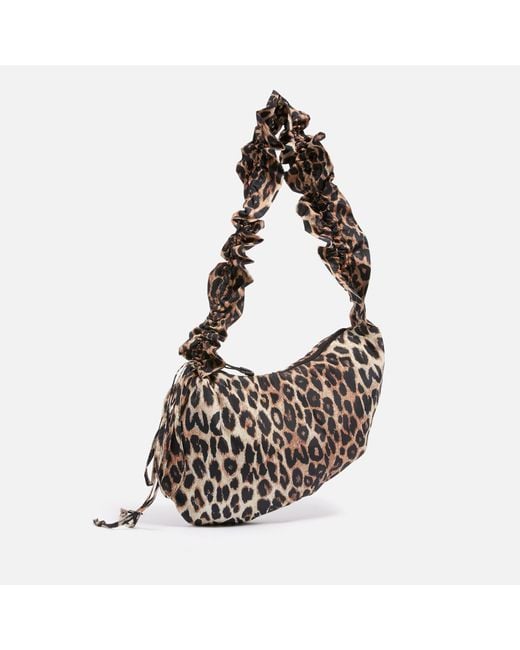 Damson Madder Black Kidney Leopard-print Shell Bag