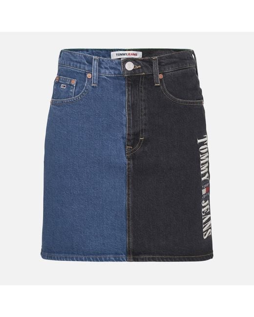 Tommy Hilfiger Blue Two-tone Recycled Denim Mom Skirt