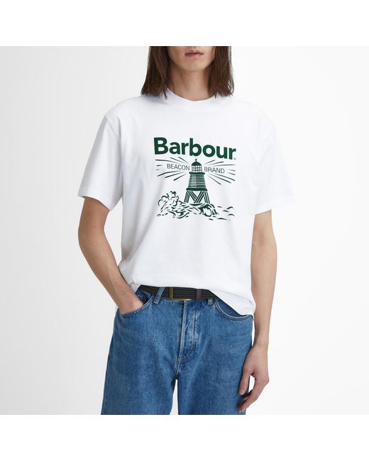 Barbour Pell Graphic Cotton Jersey T Shirt in White for Men Lyst UK