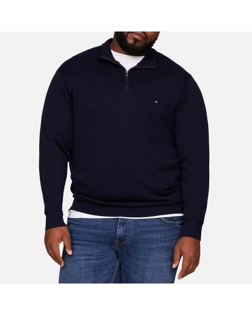 Tommy Hilfiger Big & Tall Organic Cotton And Cashmere-blend Jumper in Blue  for Men | Lyst