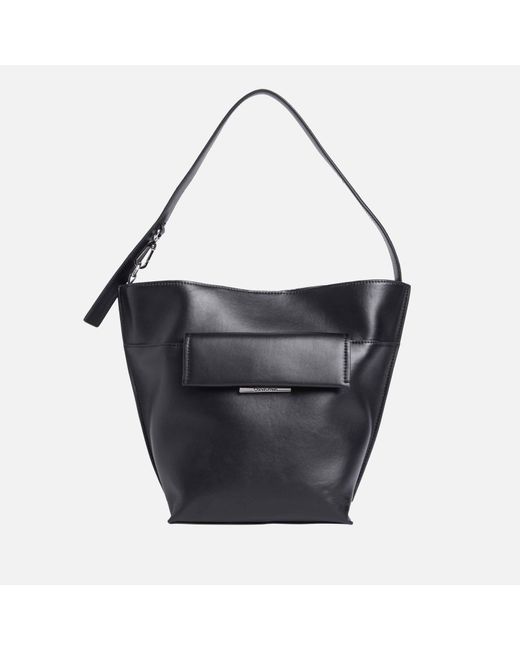 Calvin Klein Black Linear Faux Leather Shopper Bag