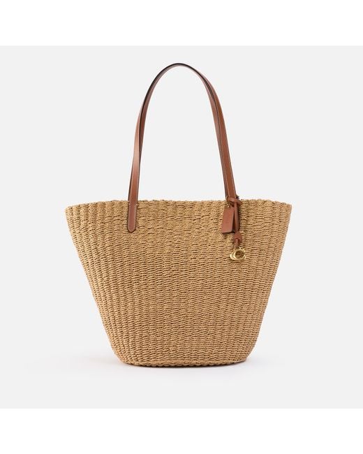 COACH Brown Straw Tote Bag