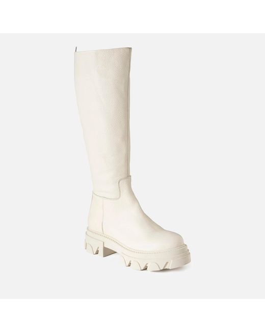 Steve Madden White Mana Knee-high Leather Boots