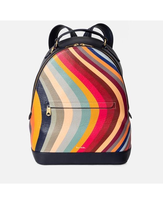 Paul Smith Red Swirl Striped Leather Backpack