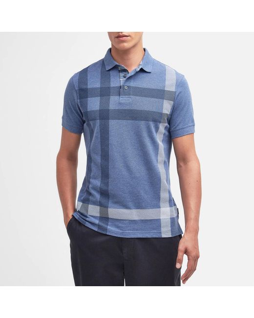 Barbour Blue Blaine Tartan Cotton Polo Shirt for men