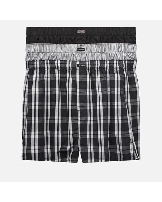 Calvin Klein Three-Pack Cotton-Blend Boxer Shorts in Black für Herren