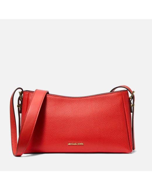 MICHAEL Michael Kors Red Moore Leather Pouchette Bag