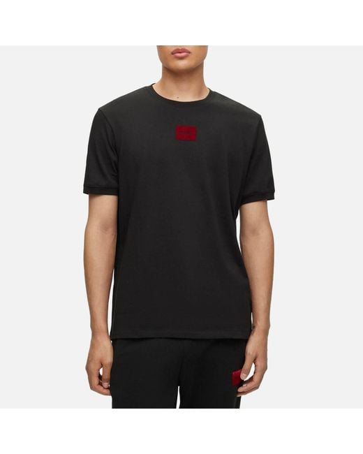 HUGO Black Diragolino_v Logo-appliquéd Cotton-jersey T-shirt for men