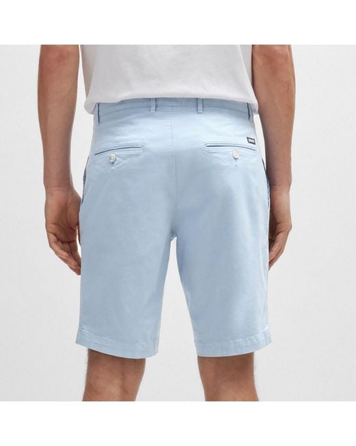 Boss Blue Slice Cotton-Blend Twill Smart Shorts for men