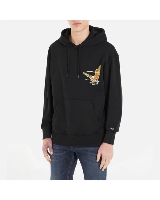 Tommy Hilfiger Relaxed Fit Vintage Eagle Cotton-jersey Hoodie in Black for  Men | Lyst