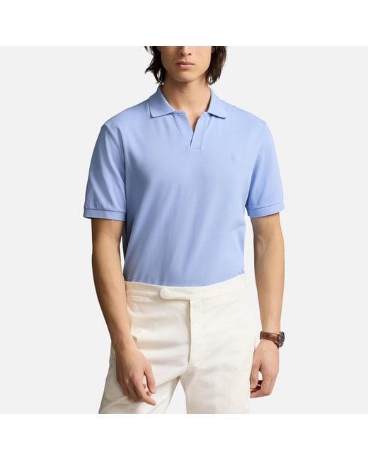 Polo Ralph Lauren Blue Open Collar Cotton-blend Piqué Polo Shirt for men