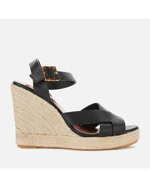 Ted Baker Black Sellana Strappy Espadrille Wedge Sandals