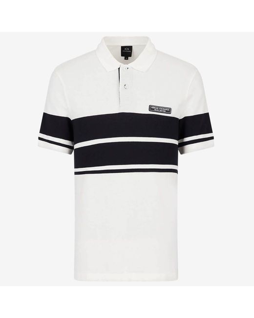 Armani Exchange Black Stripe Cotton Polo Shirt for men
